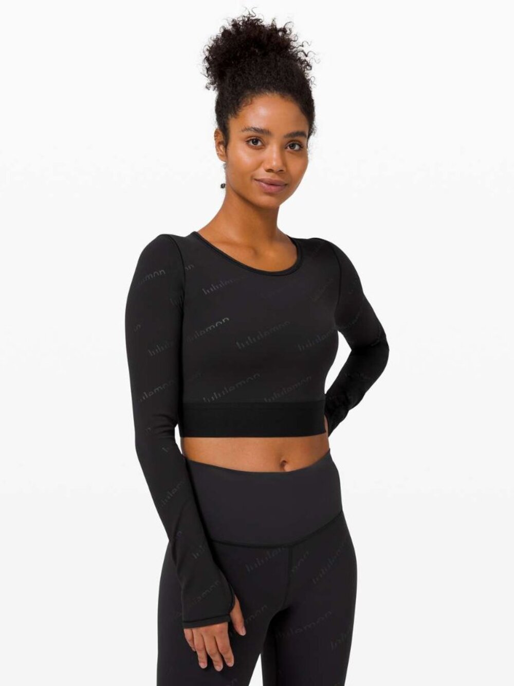 Lululemon Women's Wunder Train Cropped Long Sleeve - Black